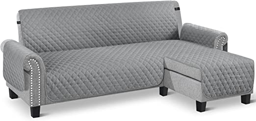 TAOCOCO Couch Slipcover L Shape Sofa Cover Sectional Couch Chaise Lounge Cover Reversible Sofa Cover Furniture Protector Cover for Home Décor (Light Gray, Large)
