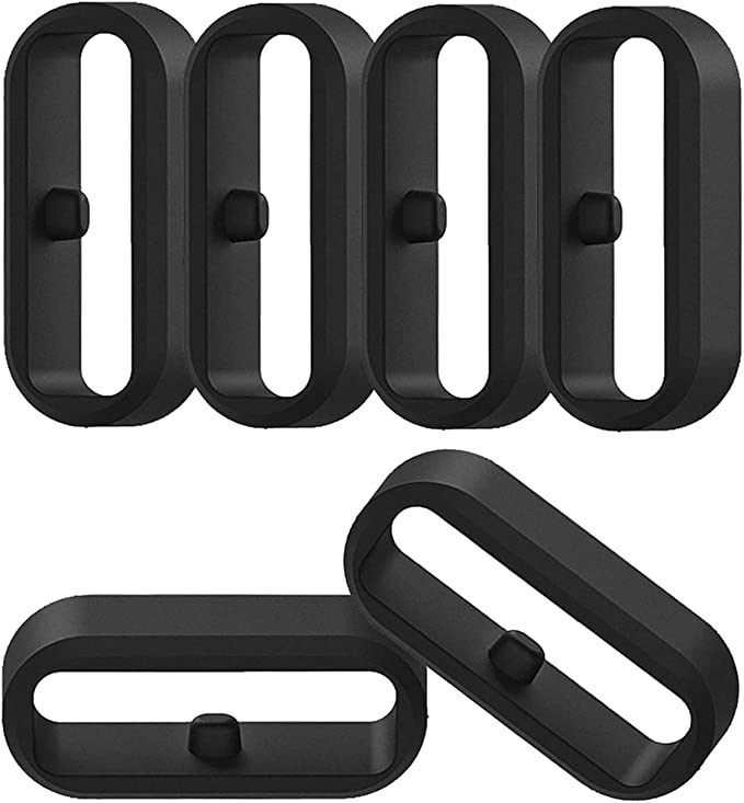 Replacement Fastener Ring Compatible with Garmin Vivoactive 3/Vivoactive 3 Music/Venu/Vivomove/Vivomove 3 Bands(Pack of 6 / Pack of 11) Silicone Connector Security Loop for Vivoactive 3 GPS Smart Watch,Black