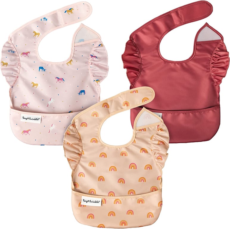 Tiny Twinkle Mess-Proof Easy Bib 3 Pack for Babies and Toddlers