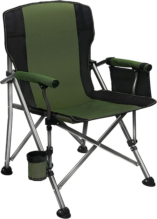 Folding Camping Chair Oversized Collapsible Camp Chair with Cup Holder and Removable Storage Bag,Heavy Duty Support 350 LBS,Portable Lawn Chair for Outdoor Camp,Picnic,Travel,Fishing