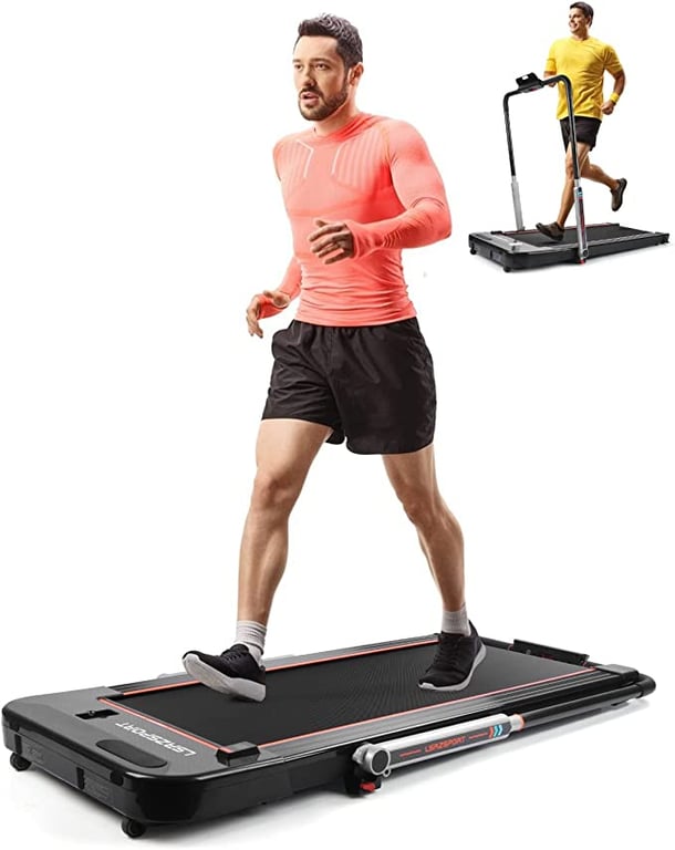 LSRZSPORT 2 in 1 Folding Treadmill 2.5HP Under Desk Electric Treadmill with Speaker, Remote Control and LED Display Walking Jogging Running Machine for Home Office, Installation-Free