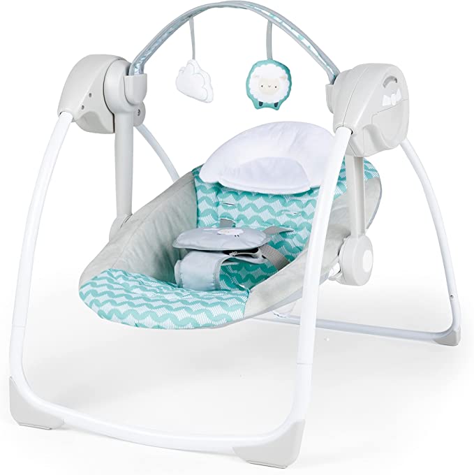 Ity by Ingenuity Swingity Swing Easy-Fold Portable Baby Swing, Goji, Blue