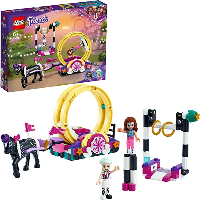 LEGO 41686 Friends Magical Acrobatics Gymnastics Fairground Set, Amusement Theme Park Toy for Kids 6+ Years Old