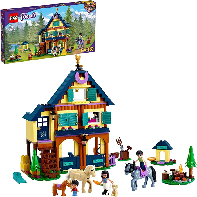 LEGO 41683 Friends Forest Horseback Riding Center Set with Stable, 2 Horses and a Pony, Horse Toy for Girls and Boys Age 7+