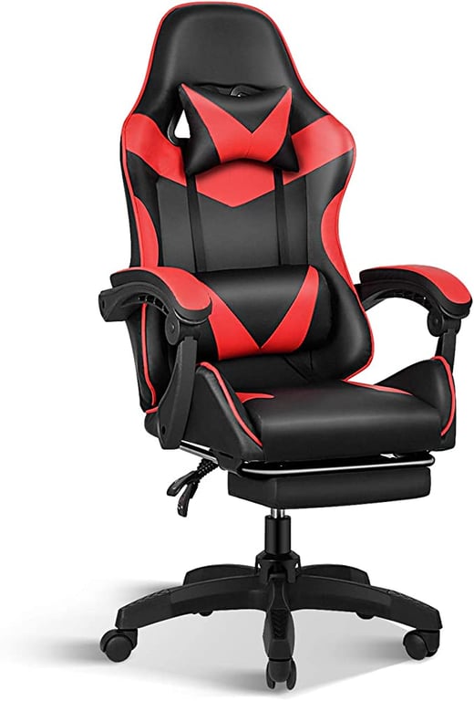 YSSOA Gaming Office High Back Computer Ergonomic Adjustable Swivel Chair with Headrest and Lumbar Support, Red