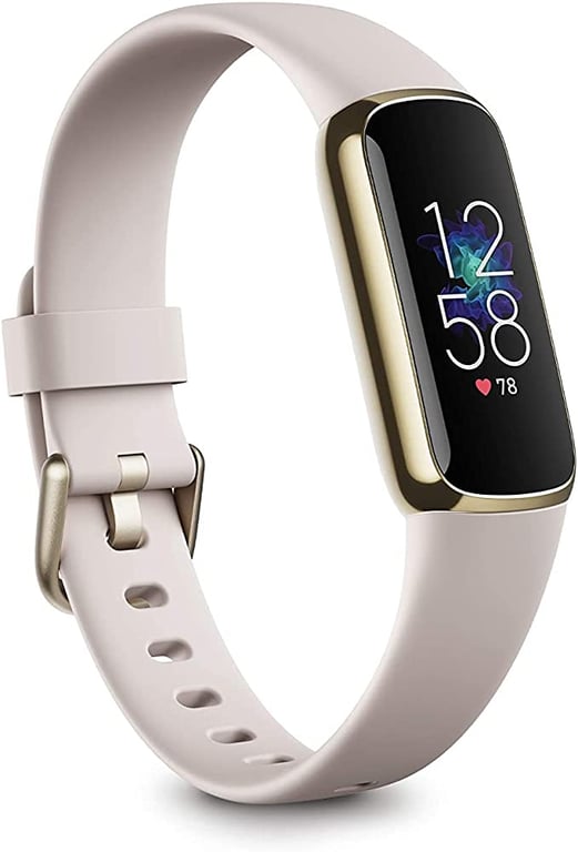 Fitbit Luxe Fitness and Wellness Tracker with Stress Management, Sleep Tracking and 24/7 Heart Rate, Lunar White/Soft Gold Stainless Steel, One Size (S & L Bands Included)