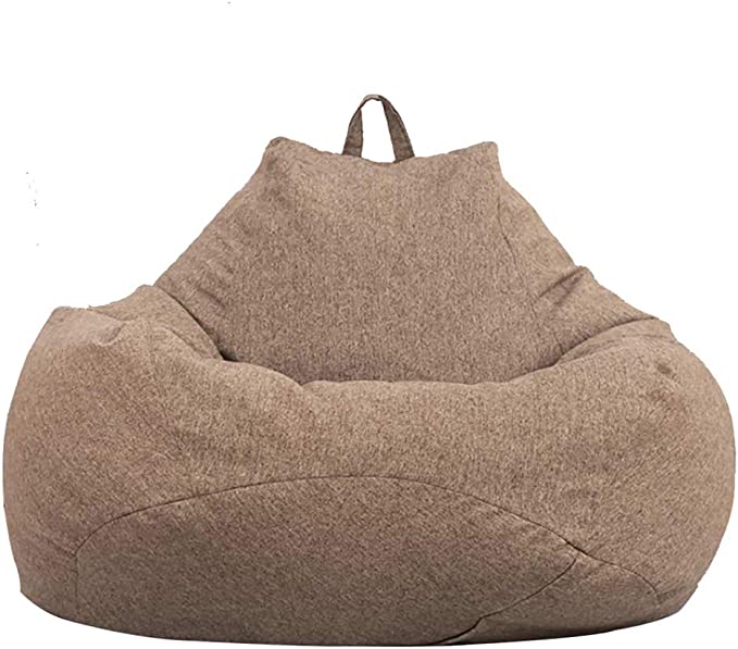 Beanbag Cover Recliner Gaming Storage Bag Lazy Lounger Bean Bag Without Bean Filling Easy Cleaning Bean Bag Insert Replacement Cover Classic Sofa Chairs Cover for Adults and Children (100x120cm, Brown)