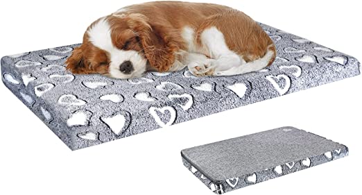 VANKEAN Dog Crate Mat Reversible(Cool and Warm), Stylish Pet Bed Mattress for Dogs, Water Proof Linings, Removable Machine Washable Cover, Firm Support Pet Pad for Small to XX-Large Dogs, Grey