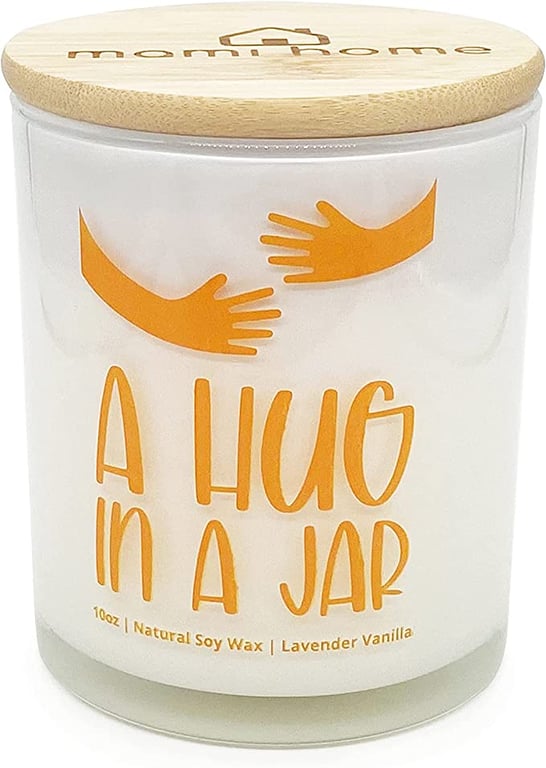 A Hug in a Jar Candle -I Miss You Lavender Vanilla Scented Candle for The One You Love. Inspirational Candle for Women Friends, Sister, Teachers, Coworkers, Mother's Day Presents - 10oz