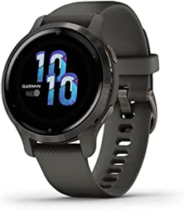 Garmin Venu 2S, GPS Fitness Smartwatch, Slate Stainless Steel Bezel with Graphite Case