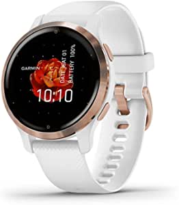 Garmin Venu 2S, GPS Fitness Smartwatch, Rose Gold Stainless Steel Bezel with White Band