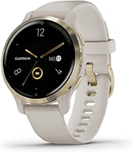 Garmin Venu 2S, GPS Fitness Smartwatch, Light Gold Stainless Steel Bezel with Light Sand Case