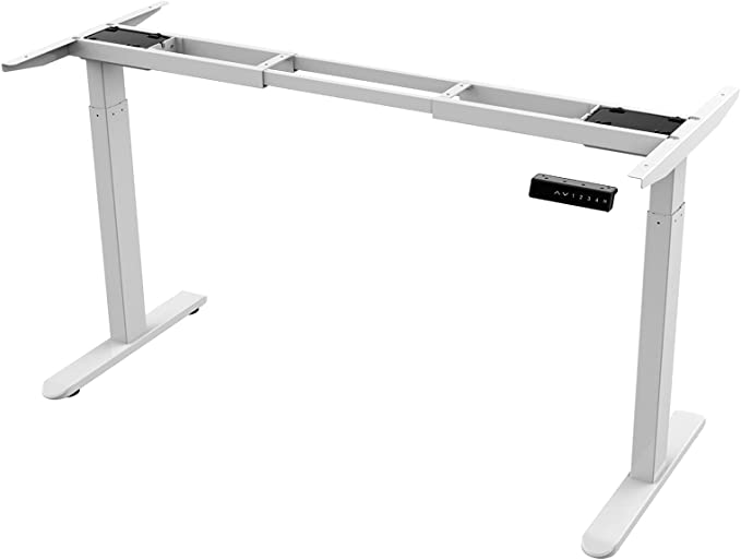 AIMEZO Sit Stand Desk Frame | Electric Standing Office Table | Anti-Collision System | Height Adjustable 71-117cm | Memory Function | Dual Motor / 2 Stage/No Desktop/White