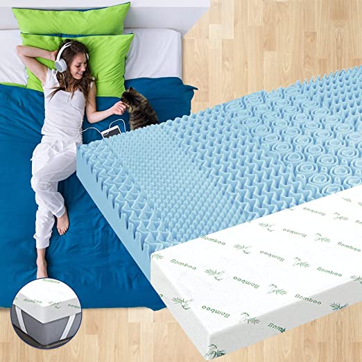 STARRY EUCALYPT Single Size Memory Foam Mattress Topper with Bamboo Cover Cool Gel Infused 7 Zone 5cm Thickness Beddings Bed Topper Mat Pad with 8-Year Warranty, More Choices