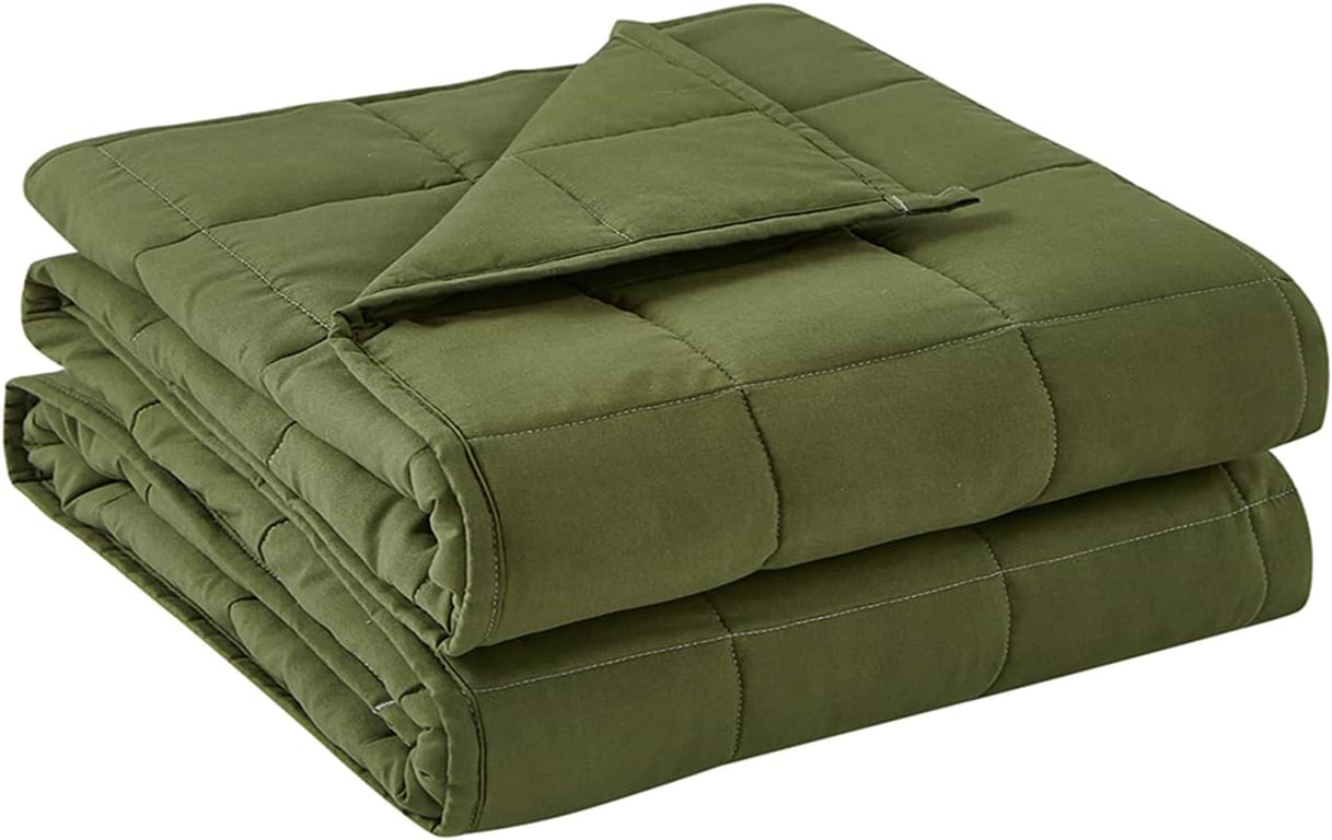 BB BlinBlin Weighted Blanket Heavy Blanket for Cool & Restful Sleep, Premium Soft Material and Glass Beads (Veridian Green, 60''x80'' 15lbs), Suit for Adult(~140lb) Use on Queen/King Bed