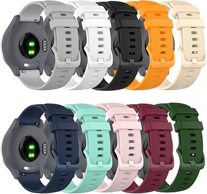 RuenTech Bands intended for Garmin Vivoactive 3/Forerunner 245 645/Vivomove HR/Vivomove Watch Band 20mm Quick Release Silicone Bands (10-PACK)