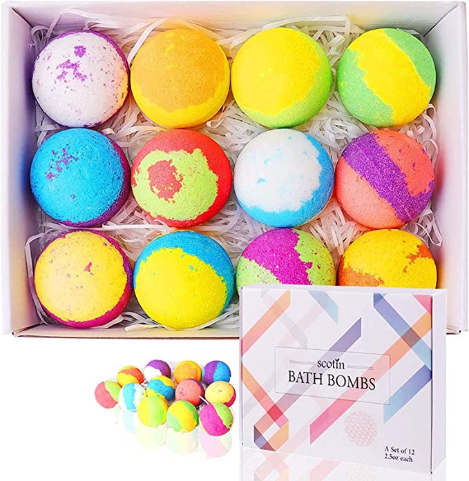 BRITOR Bath Bombs Set- Bath Bombs Gift Set for Women with Natural Essential Oil, Rich Fizz, Bubbles, Handmade Bath Bombs for Skin Moisturize, Ideal Gift of Birthday, Home Spa for Women, Mothers, Kids-12PCS