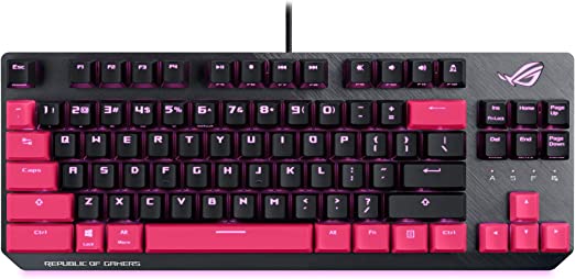 ASUS ROG Strix Scope TKL Electro Punk Mechanical Gaming Keyboard - Cherry MX Red Linear Switches, Aluminium Frame, Aura Sync RGB Lighting
