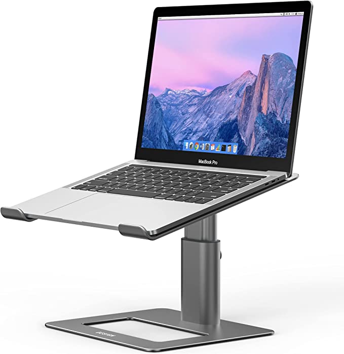BESIGN Aluminum Laptop Stand, Ergonomic Adjustable Notebook Stand, Riser Holder Computer Stand Compatible with MacBook Air Pro, Dell, HP, Lenovo More 10-15.6" Laptops (Gray)