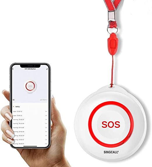 SINGCALL Tuya WiFi Smart SOS Emergency Button Alarm for Handicapped Caregiver Pager Wireless Nurse Alert System for Elderly Patient Alarm Transmitter Button,Use with Tuya WiFi