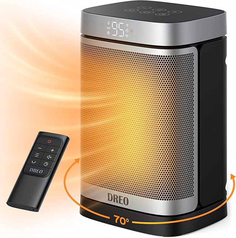 Dreo Space Heater – 70°Oscillating Portable Heater with Thermostat, 1500W PTC Ceramic Heater with 4 Modes, 12h Timer, Safety & Fast - Quiet Heat, Small Electric Heaters for Indoor Use, Bedroom, Office