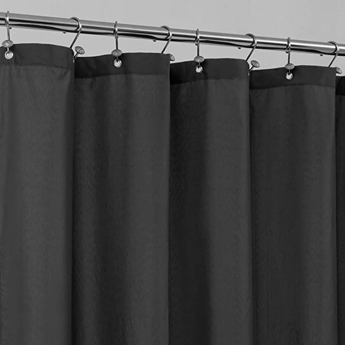 ALYVIA SPRING Waterproof Fabric Shower Curtain Liner with 3 Magnets - Hotel Quality Soft Black Shower Curtain, Light-Weight Cloth & Machine Washable - Standard Size 72x72, Black