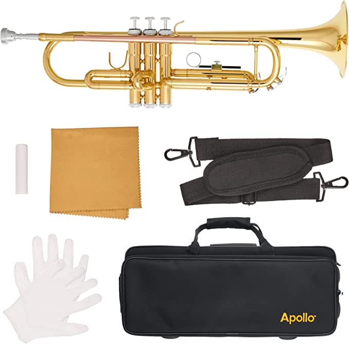 Apollo Trumpet in gold lacquer, complete with case and accessories