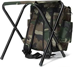 2 in 1 Fishing Stool Backpack Folding Seat Chair Wear-Resistance Tackle Bag for Camping Fishing