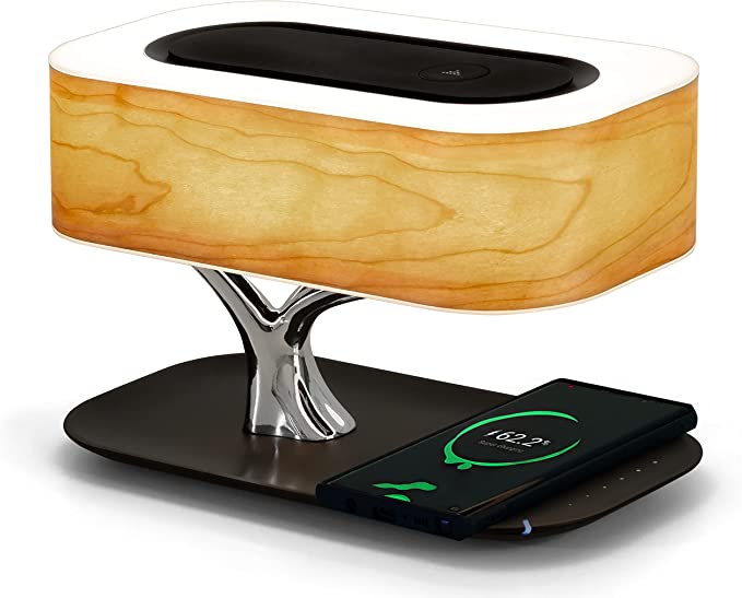 Masdio Bedside Lamp Desk Lamp with Wireless Charger and Bluetooth Speaker, Touch Lamp for Bedroom