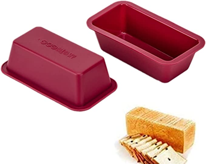 XKONG 2pcs Silicone Bread Tin,Silicone Loaf Pans,Non Stick Cake Tin Square Cake Baking Pan，for DIY Loaves, Toast, Cakes, Bread