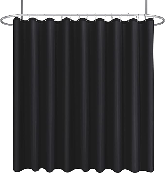 Biscaynebay Fabric Extra Wide Shower Curtain Liners for Clawfoot Tubs, Black 180" Width by 72" Length, Water Resistant Fabric Rust Resistant Grommets Top Weighted Bottom Machine Washable