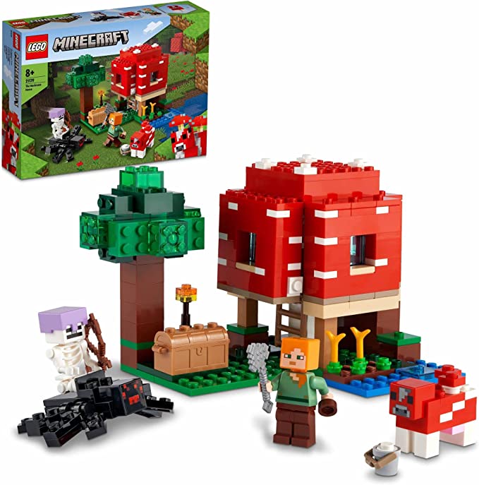 LEGO Minecraft The Mushroom House Building Kit; Toy House Playset; For Kids and Players Aged 8+ 21179