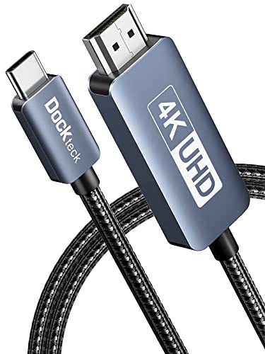 USB C to HDMI Cable, Dockteck Type C to HDMI, 3Ft Thunderbolt 3/4 to hdmi 4K[60Hz] Braided Cord, High-Speed HDR USB C to Hdmi Cable for MacBook Pro/Air, iPad Air 4/iPad Pro 2021/iMac/S20/XPS 15/Dell