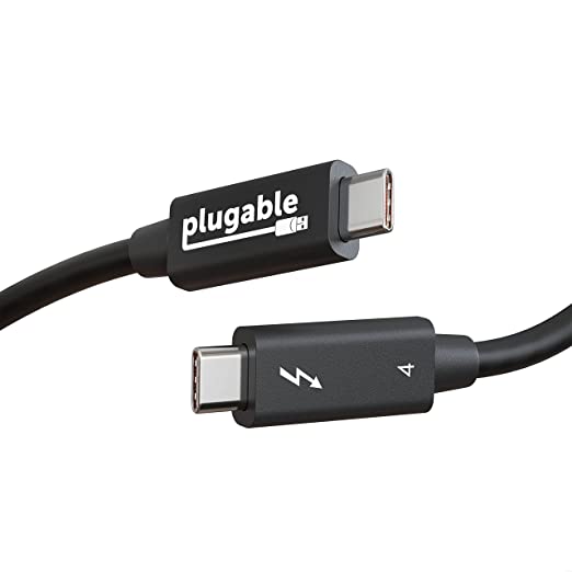Plugable Thunderbolt 4 Cable [Thunderbolt Certified] USB4 Cable with 100W Charging, Single 8K or Dual 4K Displays, 40Gbps Data Transfer, Compatible with Thunderbolt 4, USB4, Thunderbolt 3, USB-C (1M)