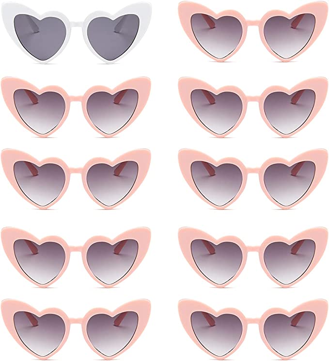 Bachelorette Sunglasses Bride Bridesmaid Sunglasses 10 Pairs Heart Shaped glasses for Women Party Wedding Eyewear