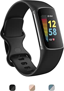 Fitbit Charge 5 + Fitbit Premium Advanced Health and Fitness Tracker with EDA and Stress Management Tools, Temperature Tracking and Heart Health Insights - Black/Graphite Stainless Steel