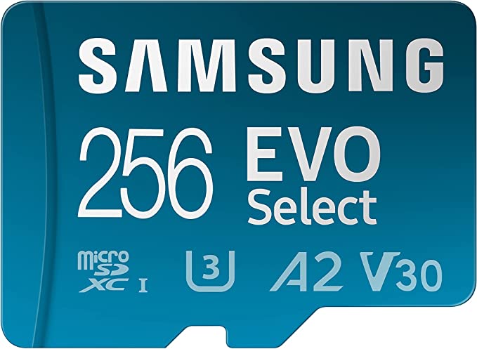 Samsung EVO Select 256GB microSDXC UHS-I U3 130MB/s Full HD & 4K UHD Memory Card inc. SD-Adapter (MB-ME256KA/EU), Blue
