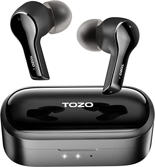TOZO T9 True Wireless Earbuds Environmental Noise Cancellation 4 Mic Call Noise Cancelling Headphones and Deep Bass Bluetooth 5.3 Light Weight Wireless Charging Case IPX7 Waterproof Built-in Mic Black