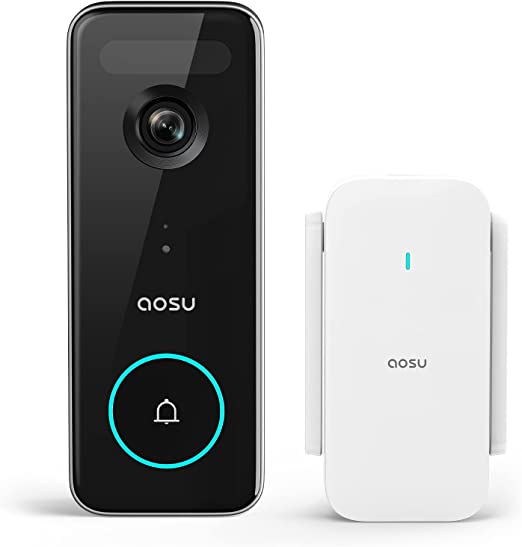 Doorbell Camera Wireless, aosu 5MP Ultra HD, No Monthly Fee, Triple Motion Detection Video Doorbell with Homebase, Enhanced (2.4/5 GHz) WiFi, 180-Day Battery Life, Work with Alexa & Google Assistant