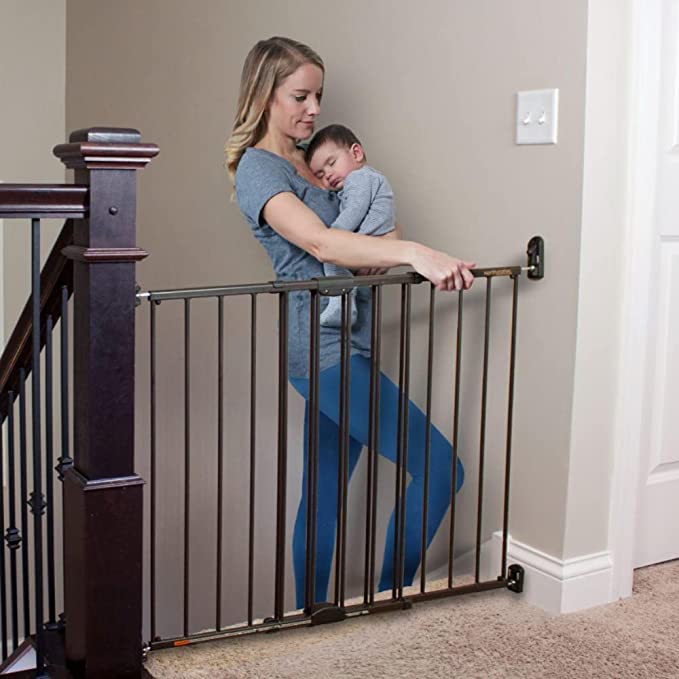 Toddleroo by North States 47.85" Wide Easy Swing & Lock Baby Gate - Series 2: Extra Security Safety Latch. Hardware Mount. Fits Openings 28.68" - 47.85" Wide (31" Tall, Matte Bronze)