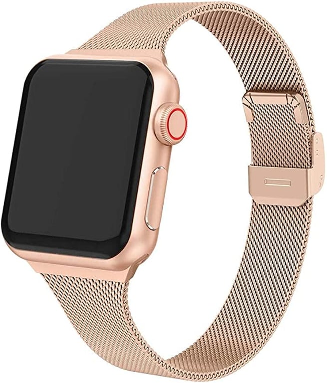 Compatible for Apple Watch Band 45mm 44mm 42mm 41mm 40mm 38mm Stainless Steel Bracelet Adjustable Metal Wristband Mesh Loop Sport Strap for iWatch series 7 6 se 5 4 3 2 1