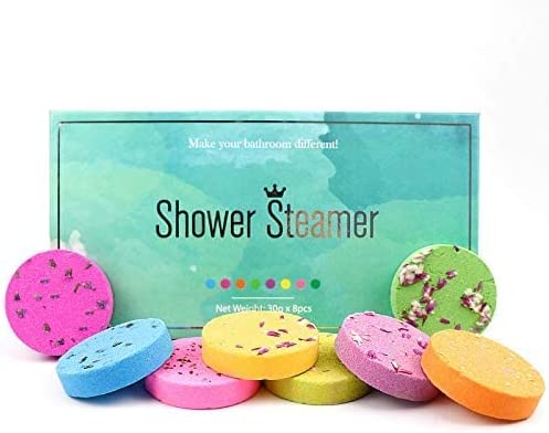 Uandhome Scented Shower Steamers Tablets, Shower Bombs Aromatherapy Vapor Steam Tablets for Stress Relief, Set of 8 Shower Steamers Tablets with Essential Oils for Relaxation and Nasal Congestion, Cozy Daily Showers Body Restore Relaxing Spa Yoga Birthday Christmas Mom Gifts for Women