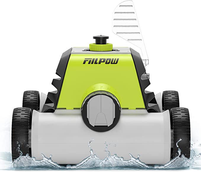 FIILPOW Cordless Robotic Pool Cleaner, Auto-Dock Technology, Automatic Pool Robot Vacuum with 90 Mins Running Time, Rechargeable, Lightweight Ideal for Above-Ground Pools Up to 800 Sq.ft, Green