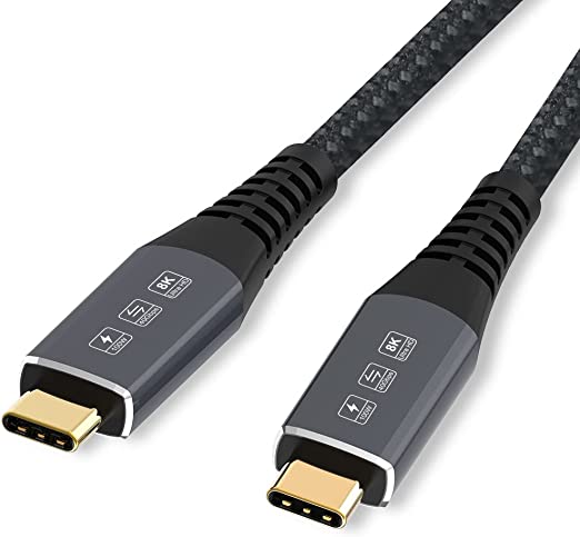 CableDeconn USB4 8K Cable Thunderbolt 4 M/M USB-C Compatible with TB 3 5K/4K 60Hz Video 40Gbps Data Transmissions Rate 20V 5A 100W Power Delivery 3in1 USB-C Cable for Monitors External SSD eGPU 1M