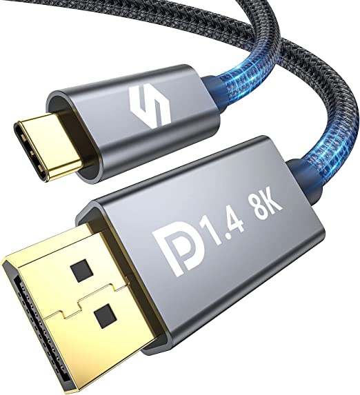 Silkland USB C to DisplayPort 1.4 Cable 2M, [8K@60Hz, 4K@144Hz 120Hz, 2K@240Hz], 5K Type C to DP 1.4 Cable, [32.4 Gbps, Thunderbolt 4/3 Compatible] for MacBook Pro M1 M2, Mac Studio, Mac Mini, XPS