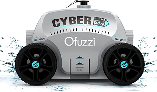 Ofuzzi Cordless Robotic Pool Cleaner, Max.120 Mins Runtime, Self-Parking, DIY Stickers Included, Automatic Pool Vacuum for All Above/Half Above Ground Pools Up to 1076ft² of Flat Bottom - Cyber