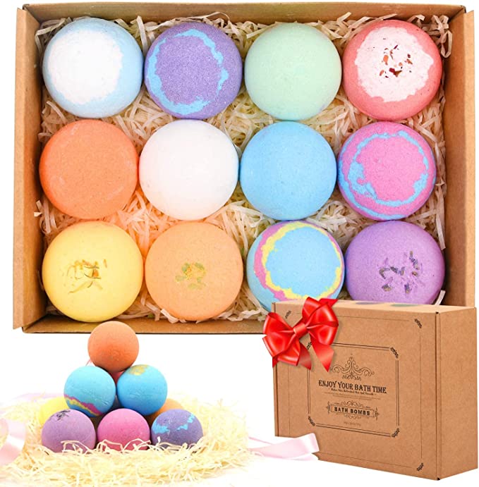 BRITOR Bath Bombs Gift Set, 12 Pack SPA Bath Bombs Set, Pure Natural Essential Oils, Bubble Bath for Moisturizing Dry Skin, Bath Bombs for Christmas Birthday Gifts idea for Women, Mother, Christmas