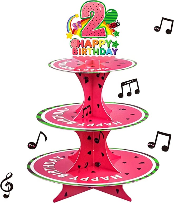 Coco Party Supplies Cupcake Stand, 2nd Second Watermelon Party Favors Cake Stand for Kids Birthday Party Decorations, Kids Melon Birthday Baby Shower Party Supplies