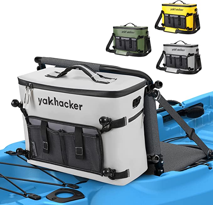 Yakhacker Kayak Cooler, Waterproof Seat Back Cooler for Kayaks with Lawn-Chair Style Seats, Kayak Accessories Cooler Bag, Portable Ice Chest Cooler for Kayaking, Travel, Lunch, Beaches &Trips