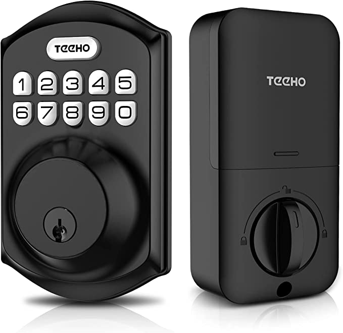 TEEHO TE001 Keyless Entry Door Lock with Keypad - Smart Deadbolt Lock - Front Door Lock with 2 Keys - Auto Lock - Easy Installation - Matte Black